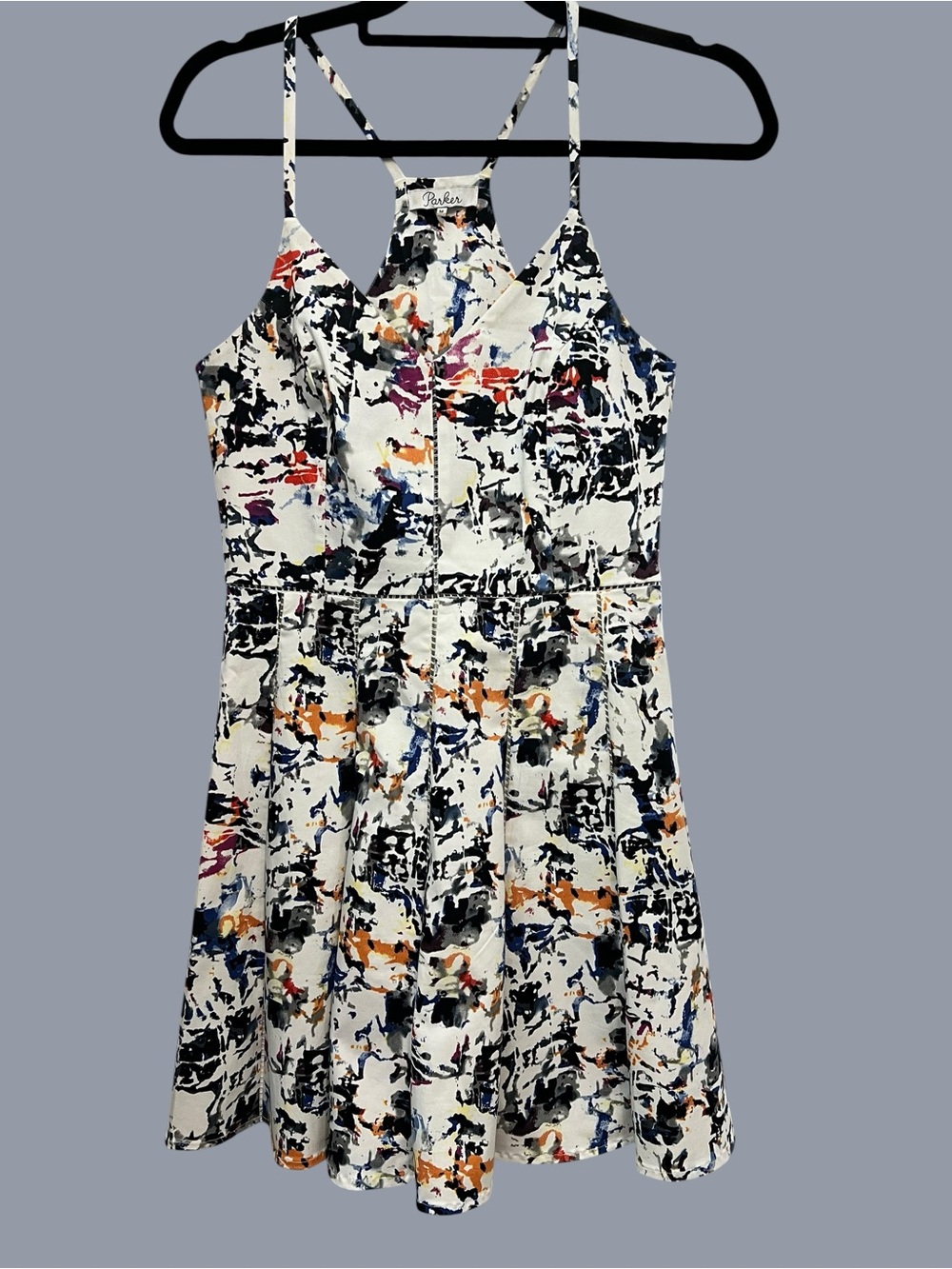 Parker Juliet fit and flare pollock print mini dress as seen on TV! Sz M EUC